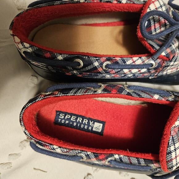 Sperry Top Sider Duck Shoes Womens 6 Waterproof Low Slip On STS90712 Blue Plaid - Picture 4 of 5